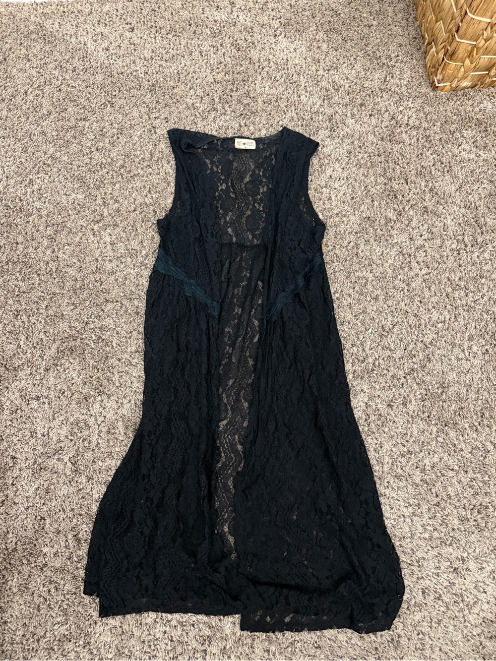 Free Kisses Black Lace Longline Vest